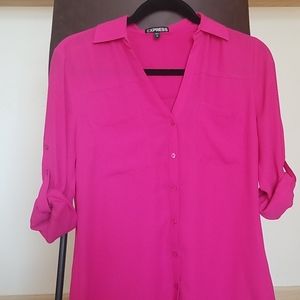 Express Portofino Button-Up Top Small Pink